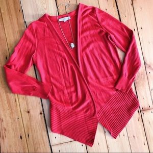 LOFT Diagonal Ribbed Open Cardigan, “ribbon red”!
